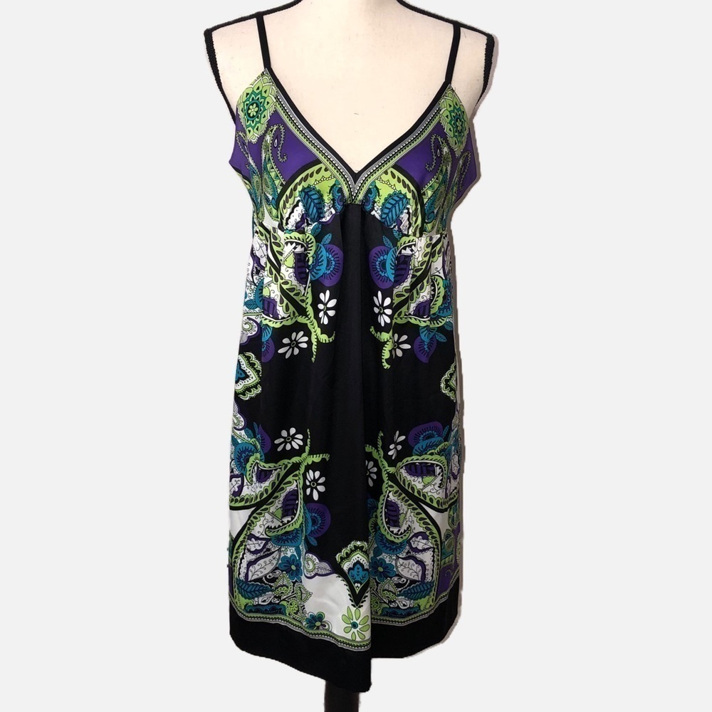 Ice Cocktail Dress Size 10 Vintage Party Silky Adjustable Straps Black Purple